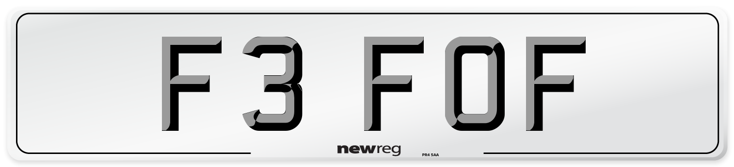 F3 FOF Number Plate from New Reg